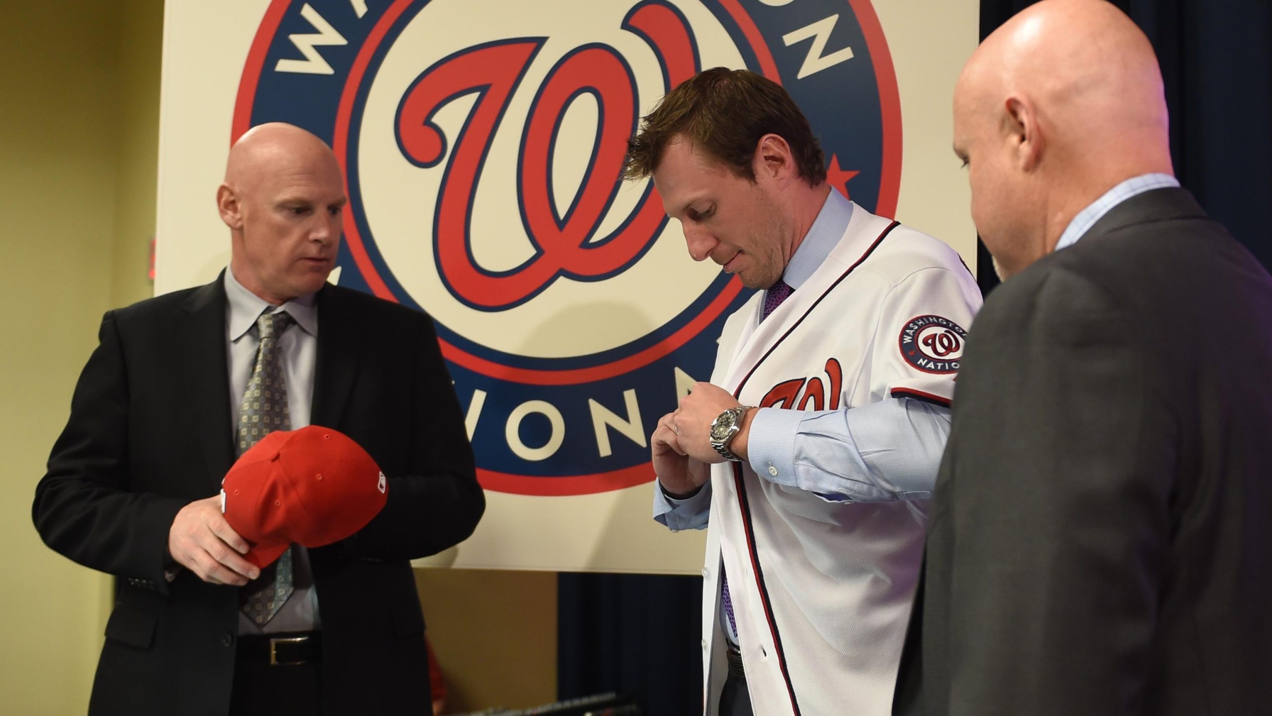 Press conference for newly acquired pitcher Max Scherzer